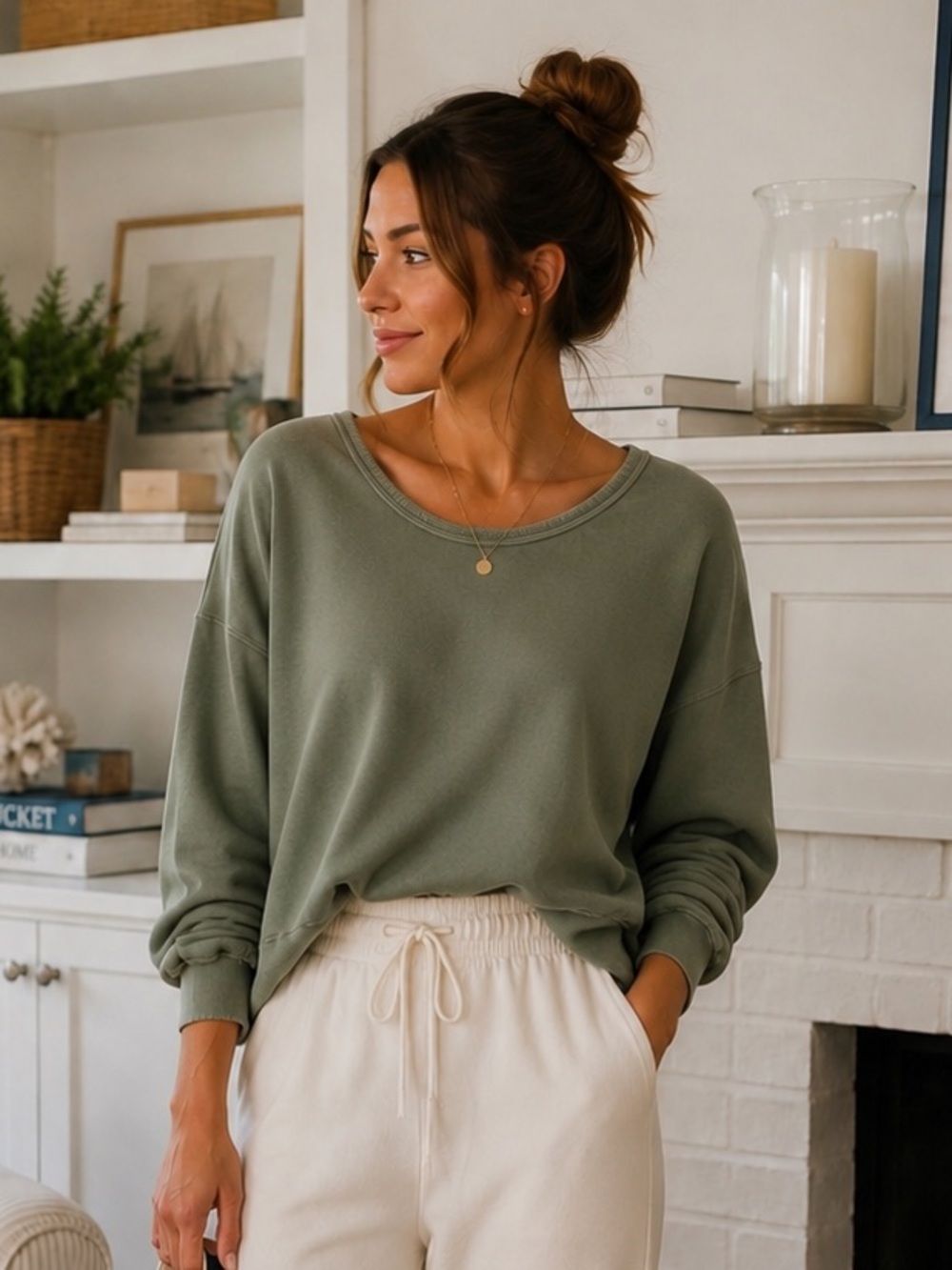 Aerie Green Oversized Terry Sweatshirt